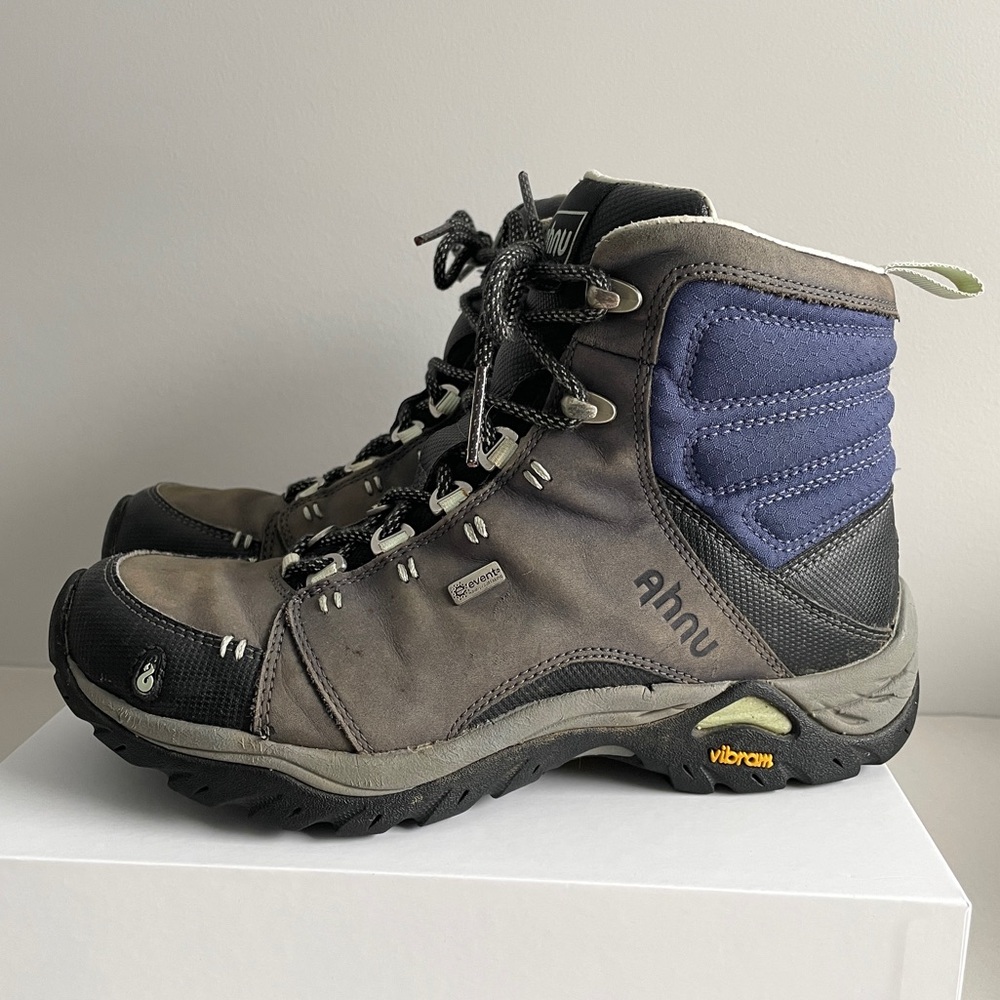 Ahnu Montara Hiking Boots Gray Blue eVent Waterproof Leather Women’s 37 US 6